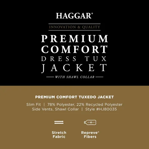 Vista 6 de Haggar Chaqueta de esmoquin Comfort Premium para hombre, ajuste a medida y ajuste delgado