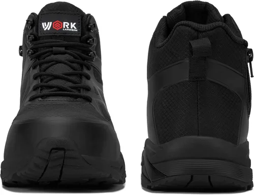 Vista 4 de LARNMERN Botas con punta de acero para hombre, zapatos cómodos de seguridad Negro profundo