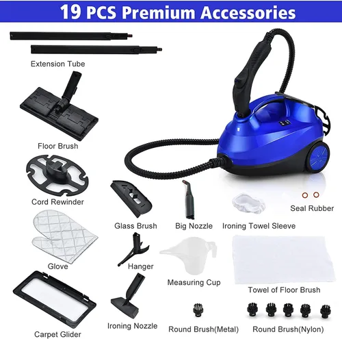Vista 8 de ARLIME Limpiador a vapor, vaporizador doméstico resistente con 19 accesorios, tanque de 1.5 L y cable de alimentación de 13 pies, limpiador de vapor