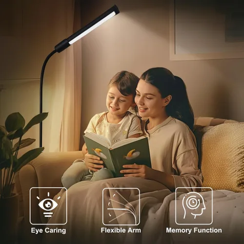Vista 10 de Hanaking Lámpara de pie con control remoto, lámpara LED brillante para extensiones de pestañas, lámpara de pie regulable de 4 colores para belleza