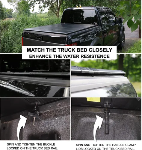 Vista 6 de Cubierta rígida de tres pliegues para caja de camioneta de 5.0 pies para Nissan Frontier Tonneau 2005-2026 Ajuste para riel utilitario de fábrica