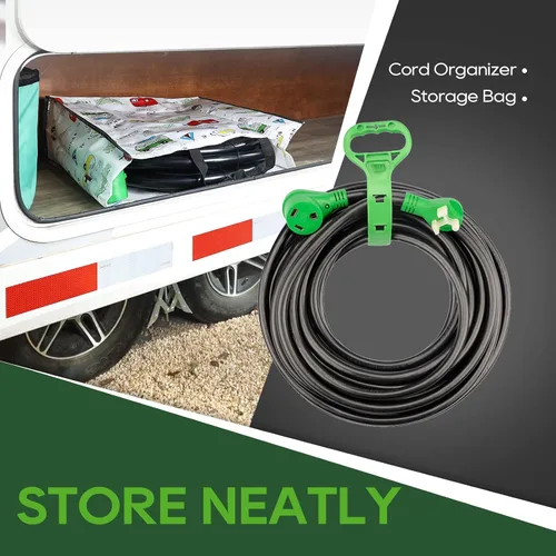 Vista 6 de RVGUARD Cable de extensión RV de 30 amperios y 25 pies Negro