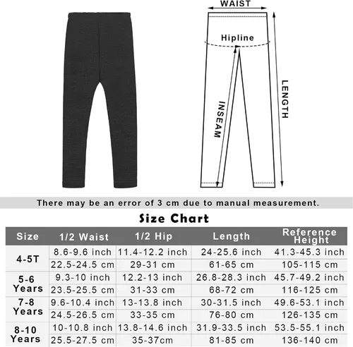 Vista 2 de TODDOR Paquete de 3 leggings de invierno con forro polar para niñas, elásticos, pantalones de terciopelo sólido, mallas cálidas y suaves para niños