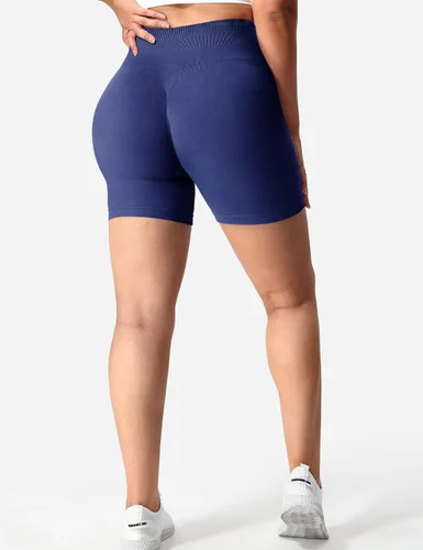 Vista 4 de YEOREO Pantalones cortos de entrenamiento sin costuras para mujer, cintura alta, intensifican correr, gimnasio, yoga, entrenamiento