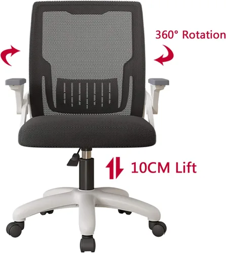 Vista 4 de Cómoda silla giratoria de oficina, silla de escritorio ergonómica, silla de computadora de malla, soporte lumbar, moderna silla giratoria ajustable