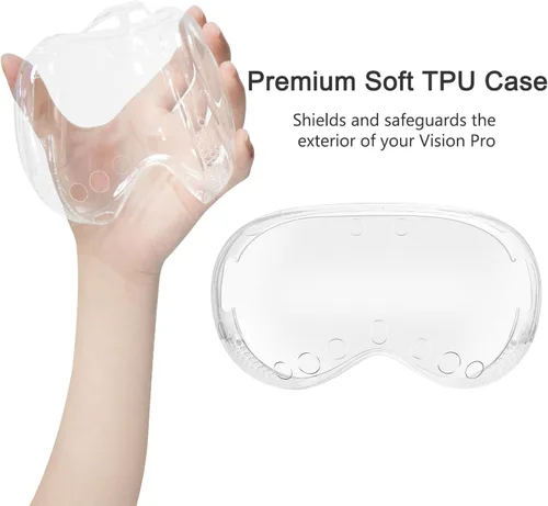 Vista 4 de SOULWIT Funda protectora de TPU para auriculares Apple Vision Pro VR, accesorio protector de pantalla duradero y delgado, sin afectar el seguimiento