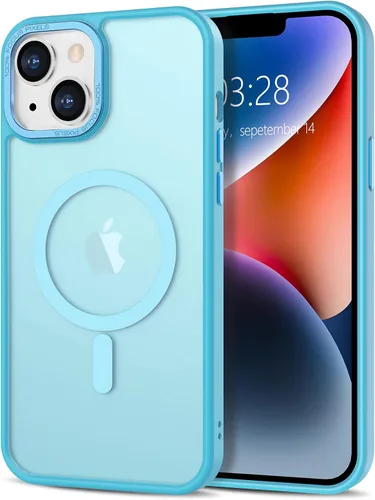 Vista 201 de Anuck - Funda magnética para iPhone 11 compatible con MagSafe, carcasa trasera mate translúcida dura, borde de TPU, delgada, resistente a impactos