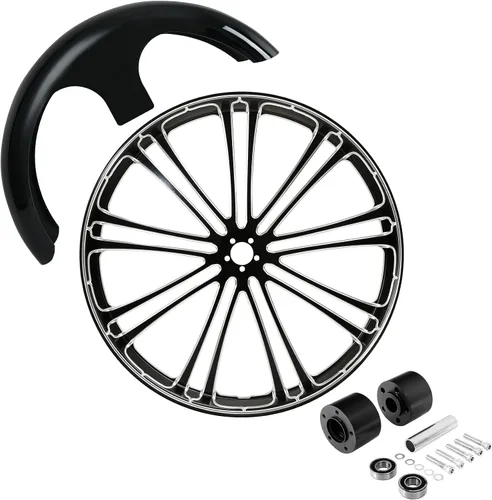 Vista 36 de TCMT Llanta de rueda delantera de 21", buje de rueda de brida de doble disco con guardabarros delantero negro sin pintar, compatible con modelos