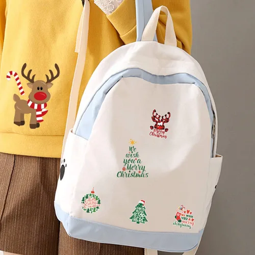 Vista 4 de Parches de transferencia de calor navideños con diseño de ciervo, árbol de Navidad, automóvil, vinilo para planchar para otoño, invierno, Navidad