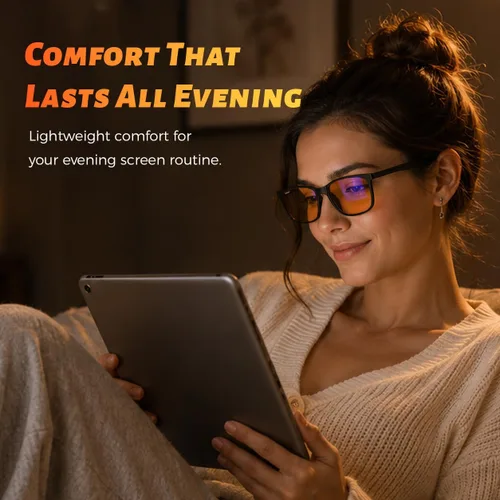 Vista 2 de ANRRI Amber Blue Light Glasses, Computer Gaming Glasses for Men Women