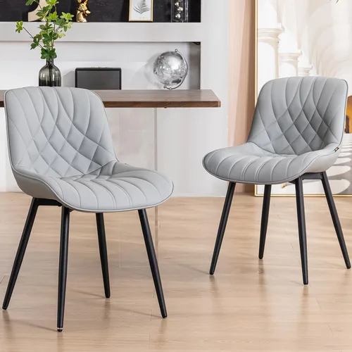 Vista 10 de YOUNUOKE Juego de 2 Sillas de Comedor de Mediados de Siglo Modernas Silla de Cocina Cómodas Sillas Tapizadas de Cuero Sintético Sillas de Cena