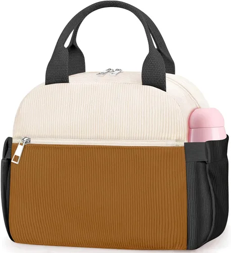 Vista 11 de KUBYA Lonchera de Pana Bolsa de Almuerzo para Mujeres y Hombres, Linda Fresa Pequeña Aislada Reutilizable Trabajo A Prueba de Fugas Simple Loncheras