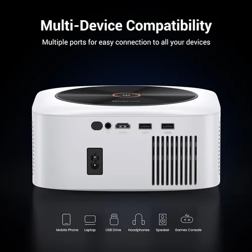 Vista 9 de Proyector inteligente de decodificación 4K compatible con Netflix, proyector ANSI 1500 con WiFi y Bluetooth, proyector de cine al aire libre