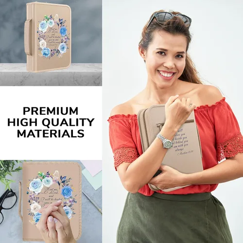 Vista 32 de DEHITE Funda para la Biblia para mujer, bolsas de transporte de la Biblia, tamaños medianos y grandes, ranuras para bolígrafos, tela de primera