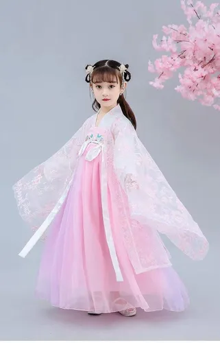 Vista 5 de Vestido chino Hanfu para niñas, vestido de hada pequeña, ropa de baile china para niñas