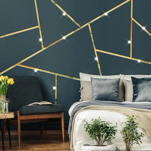 Vista 7 de Pegatinas de Pared de Espejo de Rayas Pegatinas de Espejo Acrílico Doradas Decoración de Pared Tira de Espejo Larga Pelar y Pegar Calcomanías