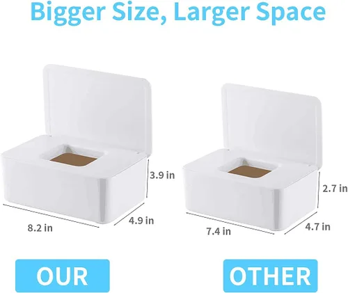 Vista 2 de Moorfowl Dispensador de toallitas de bebé para baño, 8.2 pulgadas de largo Blanco