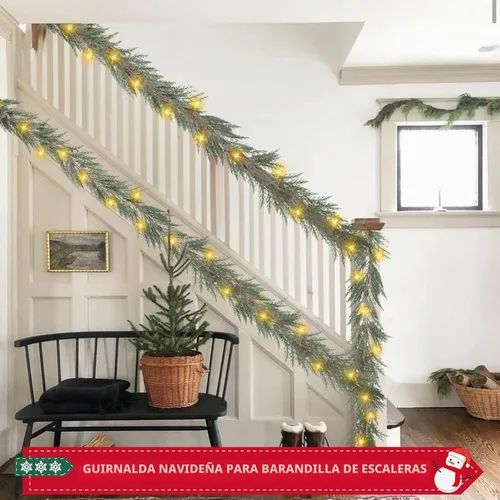 Vista 6 de Guirnalda de Navidad de 6 pies con luces, 30 luces cálidas con 8 modos