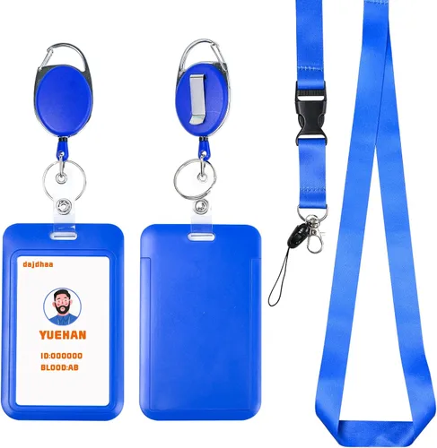 Vista 16 de Soporte retráctil para tarjetas de identificación con cordón separable, carrete de credencial resistente, llavero desmontable, soporte para tarjetas