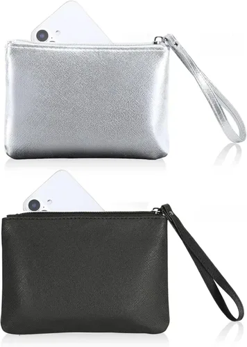 Vista 19 de Paquete de 2 pequeñas bolsas de maquillaje con cremallera para bolso, lápiz labial, organizador de maquillaje de viaje para mujeres, productos Negro