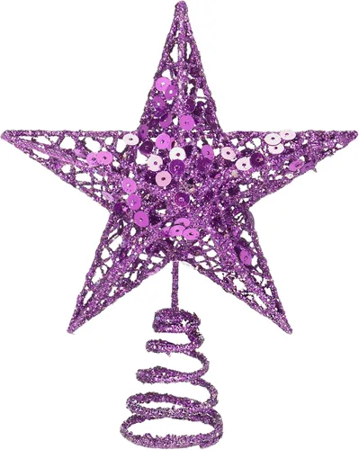 Vista 12 de Blulu Estrella de Navidad para Árbol de 6 Pulgadas, Estrella 3D de Metal con Purpurina, Decoración Hueca Pequeña para Fiestas de Navidad, Decoración