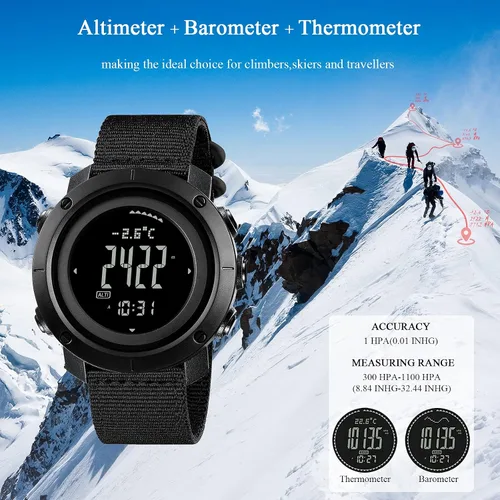 Vista 2 de WINKONMU Military Watches with Compass Altimeter Barometer Pedometer Thermometer, Outdoors Watch for Men