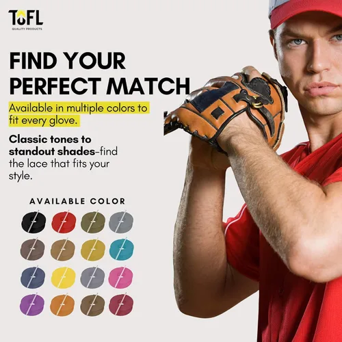 Vista 6 de TOFL Kit de encaje para guantes de sóftbol y béisbol Kit de reparación de cordones de guante de encaje 2 cordones de cuero con aguja de cordones