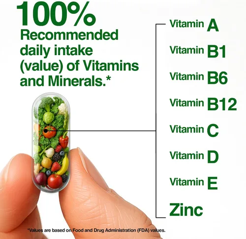 Vista 5 de FeelGood Superfoods Vita Fruit and Veggies Cápsulas – 25 ingredientes superalimentarios, multivitamínico de frutas y verduras, 60