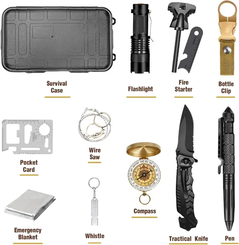 Vista 6 de Gifts for Men Dad Husband Him Fathers Day, Survival Kit, Emergency Survival Gear and Equipment 14 in 1, Anniversary Birthday Gifts for Him