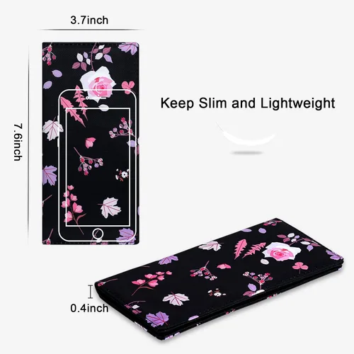 Vista 41 de HUA ANGEL Billetera ultra delgada para mujer, con bloqueo RFID, tarjetero de crédito, plegable, largo, hebilla magnética, billete para mujer, Owl