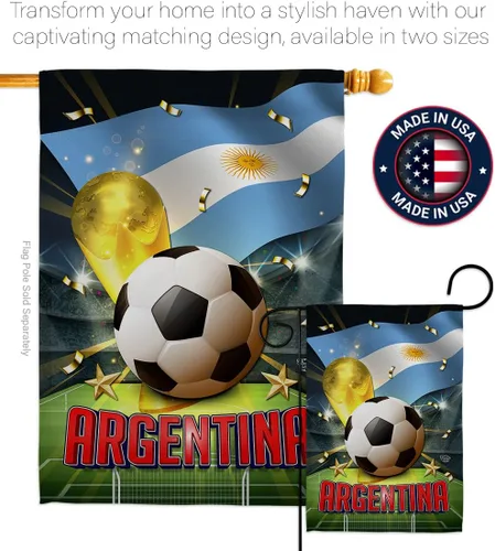 Vista 4 de Bandera del equipo de la Copa Mundial de la FIFA 2022 con bandera de Argentina para decoración del hogar al aire libre, arte de pared