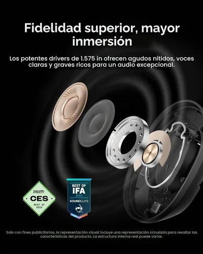 Vista 6 de Belkin SoundForm Isolate Bluetooth sobre la oreja - Auriculares híbridos con cancelación de ruido activa - Inalámbricos con 60 horas