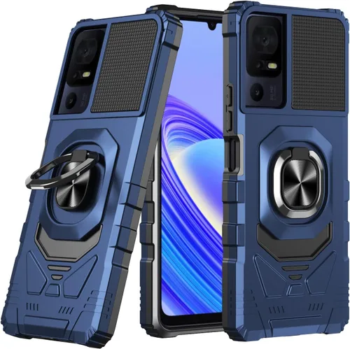 Vista 9 de Funda para teléfono TCL 40 SE con protector de pantalla, soporte de anillo para montaje magnético de automóvil, grado militar, resistente, a prueba