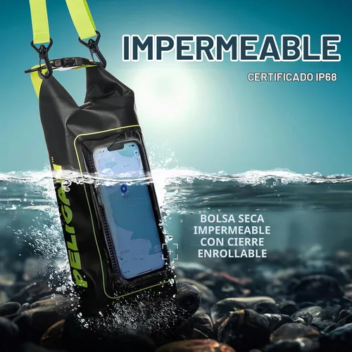 Vista 2 de Pelican Marine Bolsa impermeable IP68 de 2L con rollo superior - Mochila impermeable con funda/bolsa para teléfono - Accesorios para canotaje