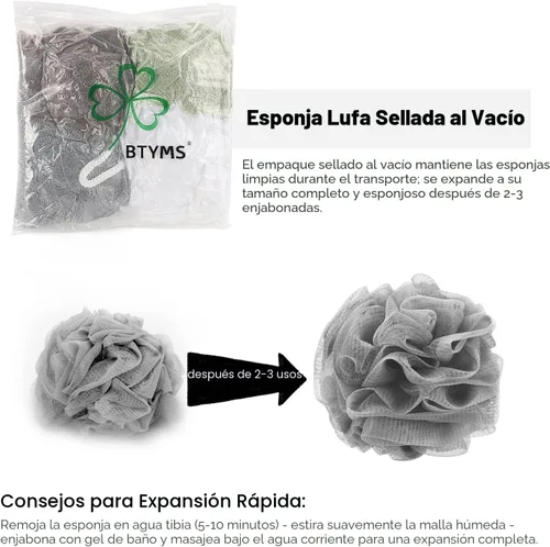Vista 7 de Paquete de 4 esponjas lufa para ducha, 2.12 oz/pcs Negro 2.12 oz
