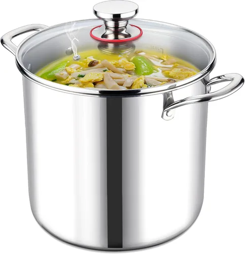 Vista 8 de LIANYU Olla de acero inoxidable 18/10 de 6 cuartos con tapa, olla de cocción de sopa resistente de tres capas, olla de cocción de pasta, olla