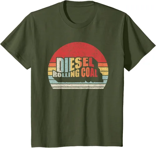 Vista 9 de Camiseta de camión diésel con motor diésel retro y divertido de carbón, Negro