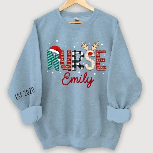 Vista 5 de Camisas personalizadas para enfermera, sudaderas de enfermera, sudadera de enfermera de Navidad, sudaderas de enfermera para mujer