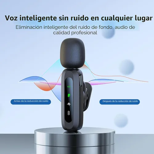 Vista 2 de Micrófono inalámbrico mini para iPhone 15/16, iPad, Android, micrófono inalámbrico Lavalier con reducción de ruido, micrófono de solapa USB C