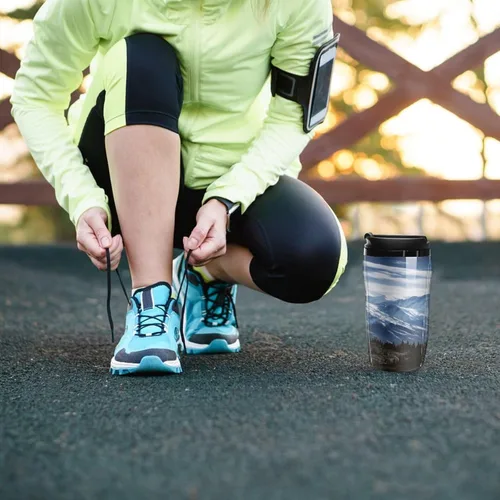 Vista 8 de Mountain View Coffee Cup Hot Coffee Travel Mug Reusable Iced Coffee Cups Double Heat Insulation Coffee Mug with Leak-Proof Lid Stylish Travel Cup