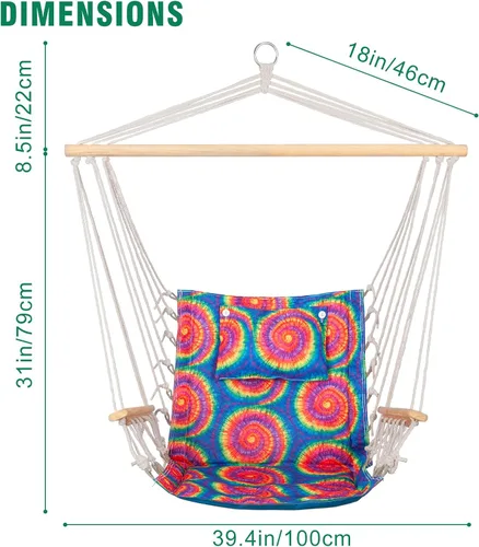 Vista 3 de Backyard Expressions - Columpio reversible para colgar – máximo 275 libras – Barra esparcidora de madera – para cualquier espacio