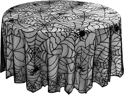 Vista 12 de eZAKKA Mantel de encaje negro para Halloween, 53x68 pulgadas