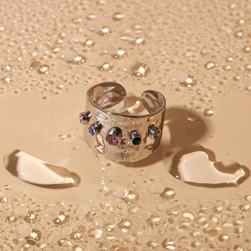 Vista 237 de Anillo de plata de ley 925, minimalista, ajustable, hecho a mano, para mujeres y niñas
