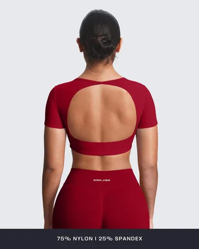 Vista 3 de Aoxjox Camiseta corta de manga corta para mujer Clarissa con espalda hueca para entrenamiento