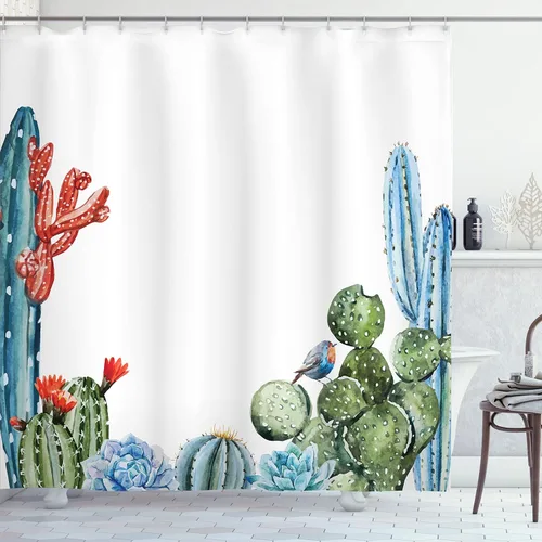 Vista 50 de Ambesonne Decor Collection cortina para regadera de baño de poliéster