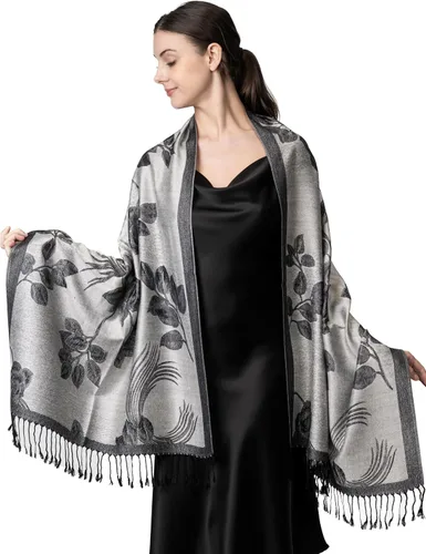 Vista 13 de Achillea Bufanda reversible de pashmina con estampado paisley – Chales y envolturas indios exóticos para vestidos de noche, festivales, todas