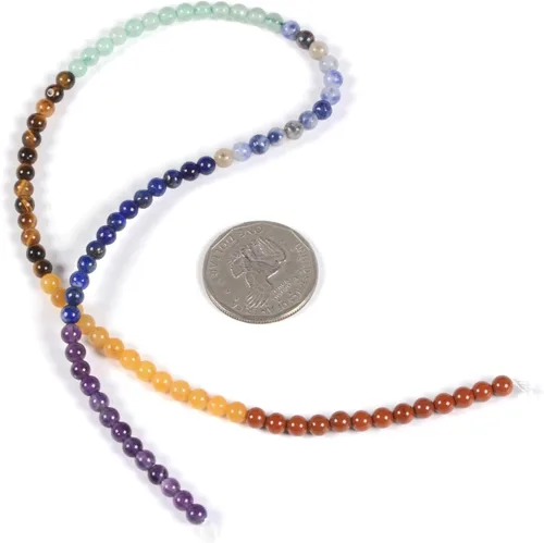 Vista 2 de 7 piedras preciosas de chakras de 0.157 in redondas de cristal curativo sueltas de 16 pulgadas para hacer cuentas de joyería