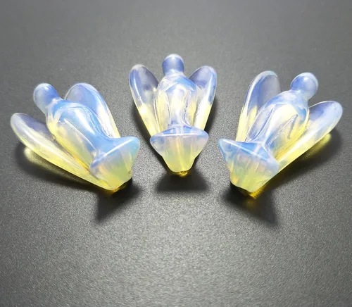 Vista 7 de Mina Heal Ángeles de la oración Ángeles de la Guarda hechos piedras opalitas, tamaño de bolsillo, de pie libre