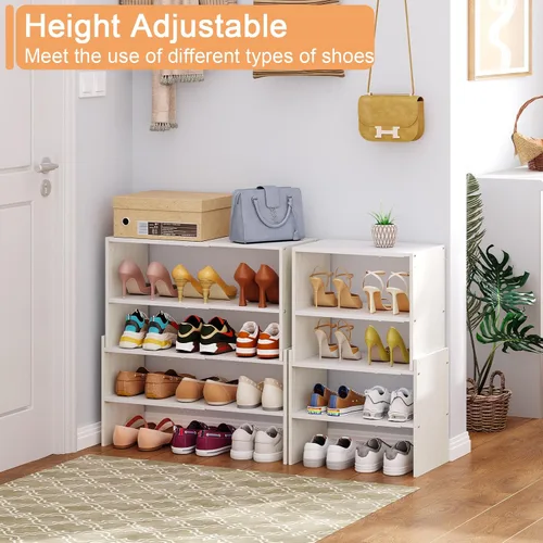 Vista 5 de X-cosrack - Organizador de zapatero de 2 niveles para armario, zapatero blanco expandible y ajustable, estantes de almacenamiento de zapatos