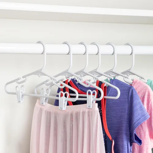Vista 2 de Honey Can Do Perchas de ropa para niños con clips, paquete de 18 HNG-09047 Blanco